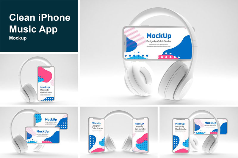 Clean iPhone Music App Mockup 4559353