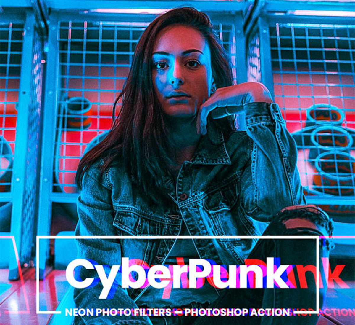 CyberPunk Neon Photo Filters Photoshop Action 26775858