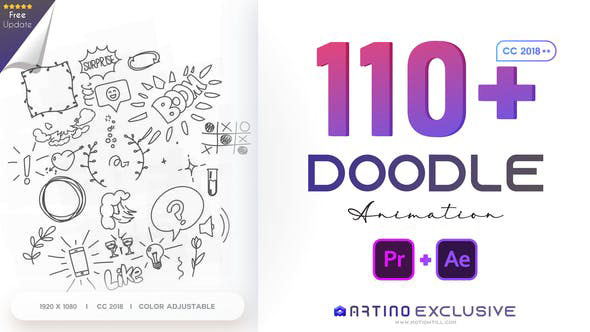 Videohive 110 Animated Doodles Pack 28732986