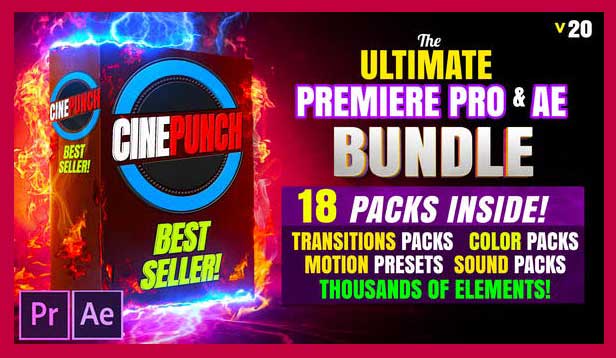 Videohive CINEPUNCH (BUNDLE) Transitions for Final Cut Pro SFX Color FX 18 PACKS Thousands of Assets
