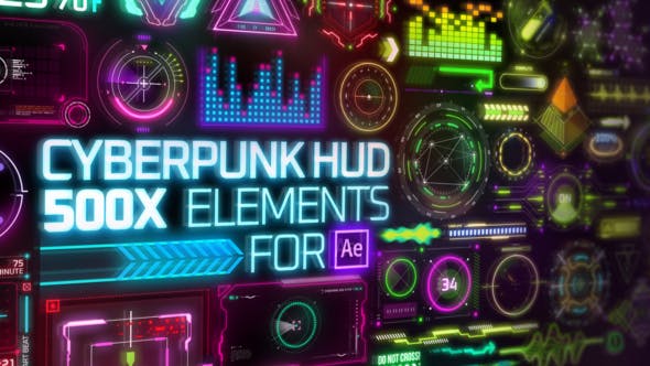 Videohive Cyberpunk HUD Elements for After Effects 29060179