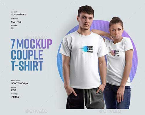 GraphicRiver - 7 Mockups Couple T-Shirt 31834460