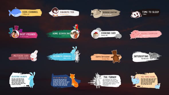 Videohive Kids Animals Lower Thirds After Effects 32385832