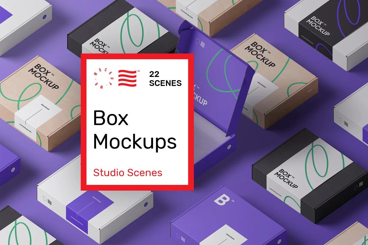 CreativeMarket - Box Mockup Bundle - Mailing Box 6264133