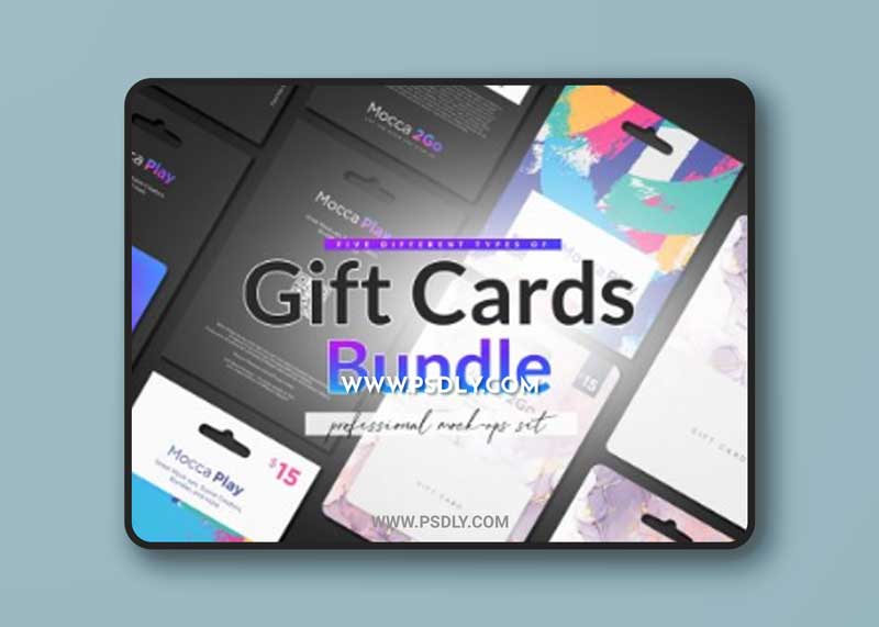 CreativeMarket - Gift Cards 5 Top Types 25xMockups 6258039