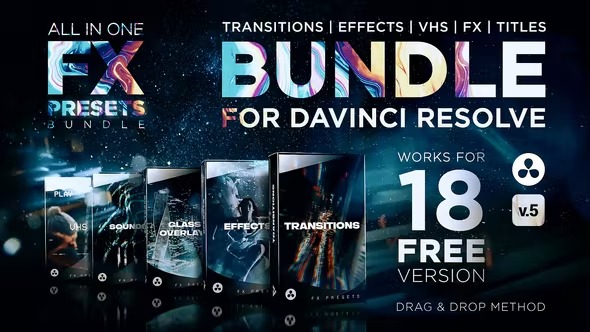 Videohive FX Presets Bundle for DaVinci Resolve | Transitions, Effects, VHS, SFXVideohive