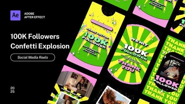 Videohive - Reels - 100k Followers Confetti Explosion - 61103988 1 Videohive Reels 100k Followers Confetti Explosion 61103988