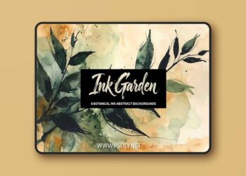 Ink Garden 8 Botanical Ink Abstract Backgrounds